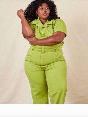 Lime Green Big Bud Press Short Sleeve Jumpsuit (Petite)
